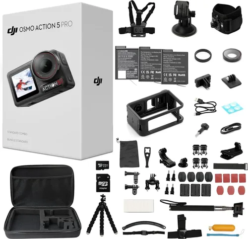 Vista 11 de DJI Osmo Action 5 Pro Combo estándar, cámara de acción impermeable con sensor de 1/1.3 pulgadas, video 4K/120fps, seguimiento de temas