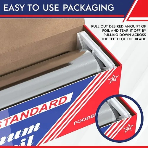 Vista 3 de Rollo de papel de aluminio estándar para servicio de alimentos de 12" x 1000