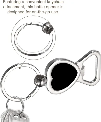 Vista 4 de uxcell Llavero abridor de botellas, 2 unidades, abridor de botellas de cerveza de acero inoxidable, llavero plano portátil para hombres, mujeres