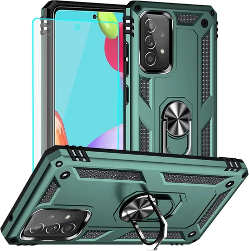 Vista 17 de Yiakeng Funda para Samsung A52, Galaxy A52 con protector de pantalla HD, fundas protectoras de grado militar con anillo para Samsung Galaxy A52 5G