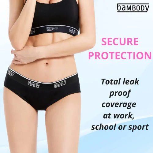 Vista 3 de Bambody Hipster a prueba de fugas bragas deportivas para mujeres y adolescentes