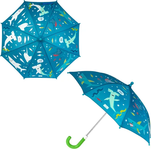 Vista 13 de Stephen Joseph Kids' Color Changing Wet Dry Umbrella, Water reacting, Pinch Free Umbrellas for Rain Children's Umbrella, BUTTERFLY, 23"X29