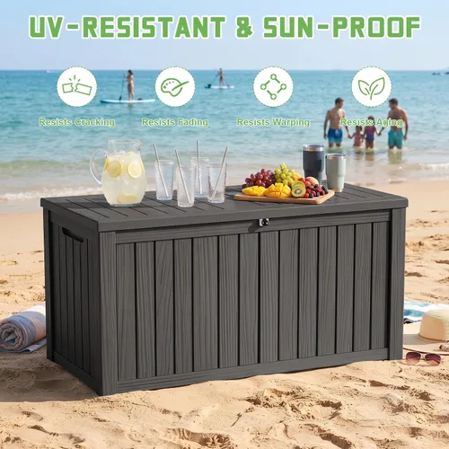 Vista 4 de Caja de cubierta de 200 galones con cerradura, impermeable Negro