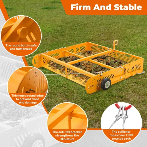 Vista 3 de POPMOON 2-in-1 Horse Manure Scoop Tow Behind Trailer Horse Paddock Cleaner