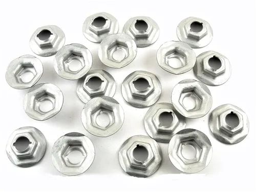 Vista 8 de Tuercas de corte de rosca PAL con emblema y adorno Retro-Motive - Se ajusta a pernos de 1/4" - Hexágono de 7/16" - (Cant.25) #1302