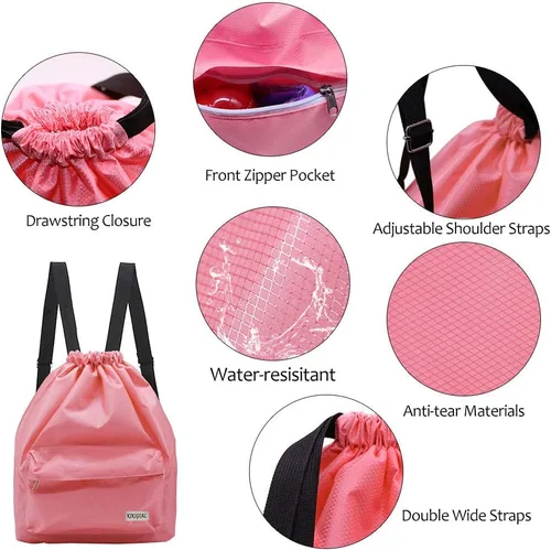 Vista 4 de KIKIGOAL Bolsa de natación separada seca y húmeda mochila portátil con cordón impermeable para gimnasio, deportes para piscina y playa