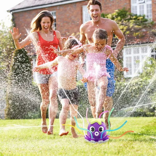 Vista 2 de SAMTOP Rociador de agua para exteriores para niños y niños pequeños, juguetes de verano al aire libre con 8 tubos de agitación, se fija a