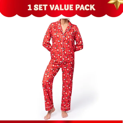 Vista 2 de JOYIN Pijamas de Navidad para parejas, pijamas familiares a juego de Navidad para hombres y mujeres, pijamas de vacaciones
