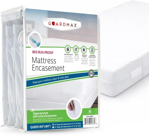Vista 98 de Protector de colchón Guardmax con cremallera funda contra insectos para cama 100% impermeable suave, hipoalergénico y transpirable