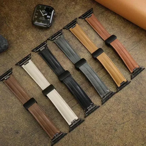 Vista 5 de Mxiixnai - Correas de cuero compatibles con Apple Watch Band 1.929 in 1.772 in 1.732 in 1.654 in 1.614 in 1.575 in 1.496 in, cuero genuino