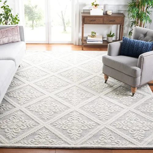 Vista 29 de SAFAVIEH Vermont Collection - Alfombra decorativa de 2 pies 3 pulgadas x 4 pies, color marfil, lana hecha a mano, ideal para zonas de alto tráfico