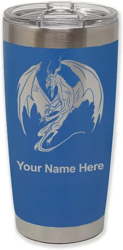 Vista 36 de LaserGram Vaso aislado al vacío de 20 onzas, dragón, grabado personalizado incluido (negro)