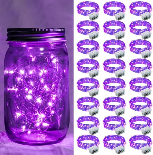 Vista 11 de Paquete de 6 luces de hadas a pilas con temporizador remoto, 8 modos de iluminación, 7 pies, 20 luces LED impermeables para Halloween, Navidad