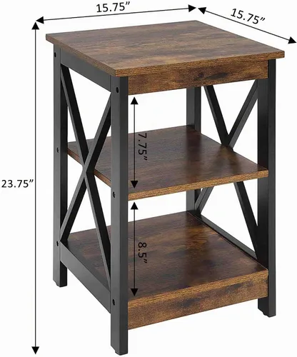 Vista 3 de Convenience Concepts Oxford Mesa Terminal 15.75" - Mesa Moderna de Sala de Estar con Estantes de Almacenamiento, Mesa Auxiliar de Noche Transicional