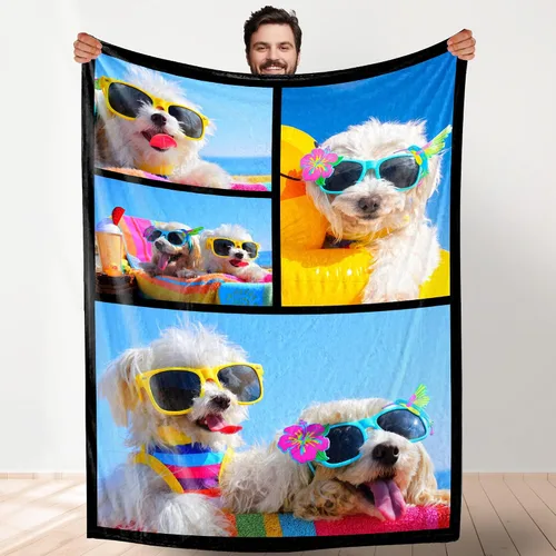 Vista 19 de Manta de fotos personalizada para bodas, parejas, fotos para familiares, amigos, regalos personalizados de Navidad y cumpleaños, fabricada