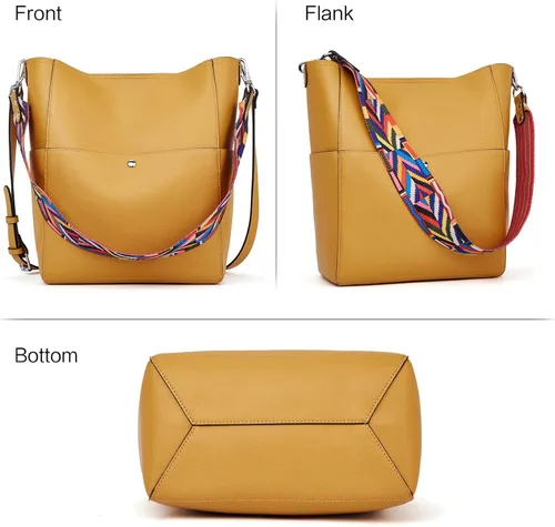 Vista 8 de BROMEN Bolsa Hobo para mujer, diseñada con cuero vegano, de hombro, bandolera