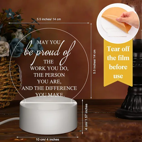 Vista 2 de 30 piezas de regalos de agradecimiento a los empleados para regalos de equipo, luz nocturna LED acrílica con texto en inglés "May You Be Proud of