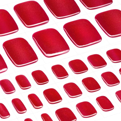Vista 2 de DANNI & TONI Tiras de gel semicuradas para uñas de los pies, color burdeos (Garnet Gaze) Ojo de Gato, Calcomanías de uñas de gel Pedi Wraps 37