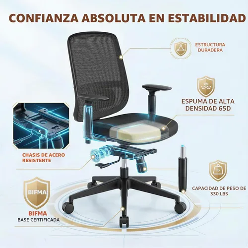 Vista 3 de ErgoSift Silla de oficina ergonómica M1 con profundidad de asiento