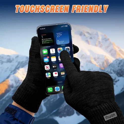Vista 2 de ihuan Guantes térmicos de invierno para hombres y mujeres, guantes táctiles para clima frío para correr, ciclismo, senderismo, conducción