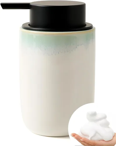 Vista 7 de BosilunLife Dispensador de jabón de espuma – Dispensador de espuma de cerámica para lavado de manos para baño, dispensador de jabón pequeño moderno