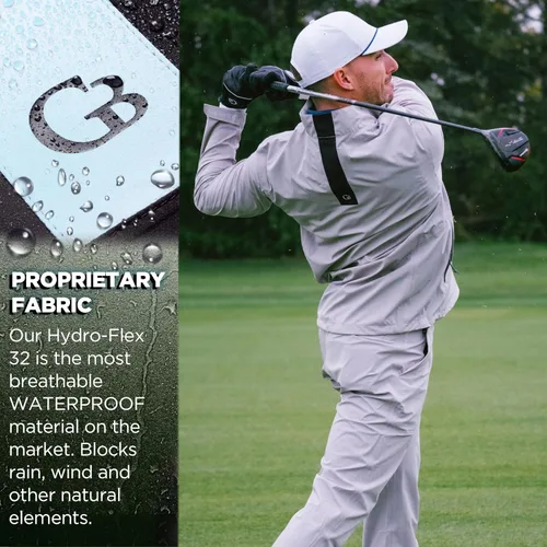 Vista 2 de Long Sleeve Golf Rain Jacket - Three Layer Long Sleeve Golf Jackets for Men, Lightweight and Breathable