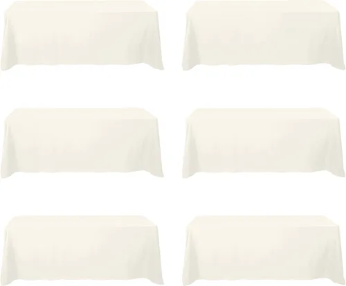 Vista 16 de BRILLMAX - Manteles para mesa rectangular de 6 pies, tela de lino de poliéster, lavable, para boda, recepción, banquete, fiesta de cumpleaños, 60 x