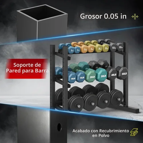 Vista 5 de 3-Tier Dumbbell Rack, Heavy Duty Commercial Grade Storage