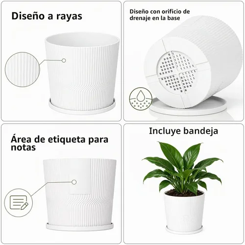 Vista 5 de 2 macetas para interiores, macetas pequeñas de 4.8 pulgadas + 5.5 pulgadas Beige