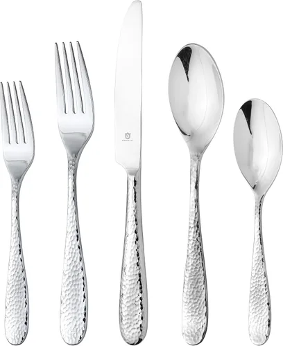 Vista 10 de Danialli Juego de utensilios de servir, cucharas de servir de acero inoxidable 18/10, servidores de ensalada, cuchillos de mantequilla, acabado