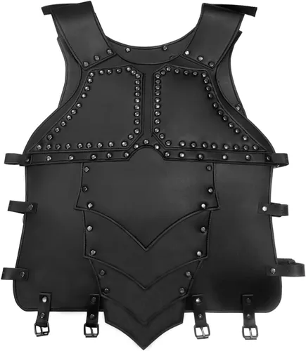 Vista 4 de Armadura medieval para el pecho para hombre, disfraz de caballero de caballero, armadura de cuero vikingo, LARP, Halloween, fiesta de cosplay