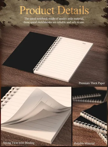 Vista 3 de Paquete de 6 cuadernos en espiral de 4 x 6 pulgadas, cuadernos en espiral, bloc de notas forrado, cuaderno forrado en espiral con 50 hojas, 100