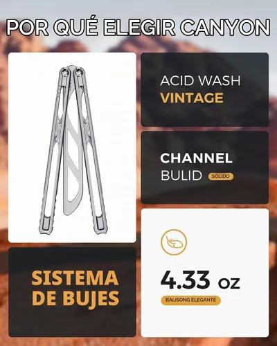 Vista 7 de Nabalis Canyon Balisong, navaja mariposa de entrenamiento con mango y hoja de acero inoxidable, sin afilar, para practicar volteretas, práctica