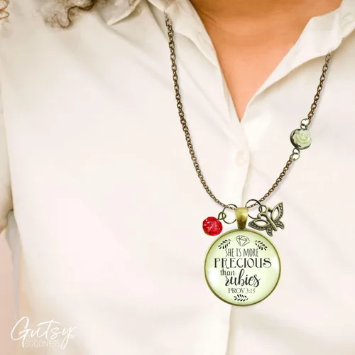 Vista 46 de Gutsy Goodness Collar inspirado en la mujer de la fe, colgante hecho a mano con mensaje de esperanza