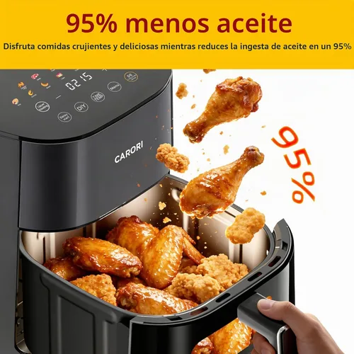 Vista 5 de Freidora de aire de 6 cuartos de galón 14 en 1 con ventana de visión, gran capacidad, 392 ℉ máximo crujiente, sin voltear, calentamiento dual sin