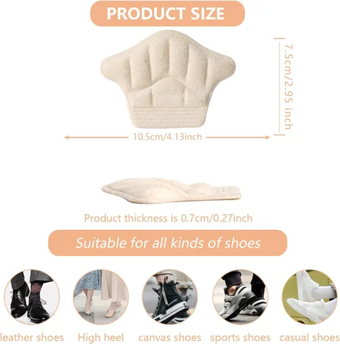 Vista 6 de Protectores de talón reutilizables para zapatos sueltos y botas demasiado grandes, almohadillas protectoras de talón autoadhesivas (4 negras)