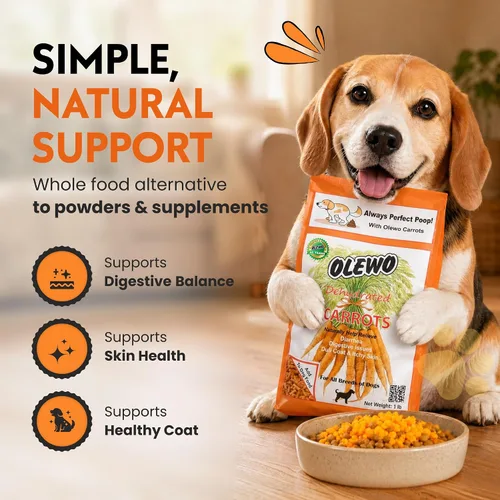 Vista 5 de Deshidratado de Olewo zanahorias suplemento del alimento de perro, tamaño del ensayo, 1 libra Real-food digestive support. Whole-food alternative