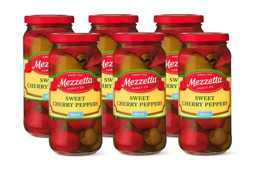 Vista 10 de Mezzetta Pimientos picantes de cereza en rodajas, sin gluten, keto, kosher, tarro de 16 onzas líquidas (paquete de 6)