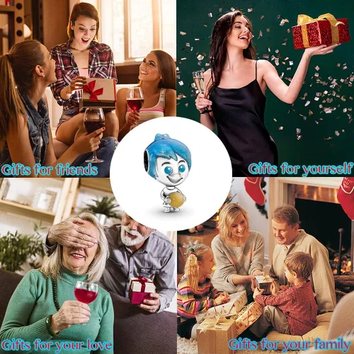 Vista 6 de WAWAYA Dije de personajes de dibujos animados para mujeres pulseras y collares plata de ley 925 cumpleaños día de la madre Halloween Navidad regalos