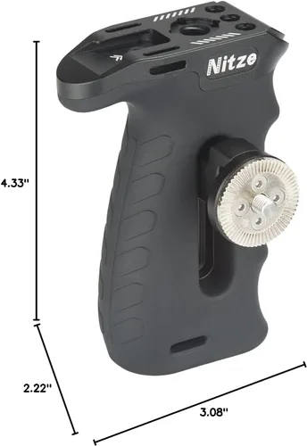 Vista 8 de Nitze Mango lateral ergonómico con roseta para ARRI, arriba/abajo e izquierda/derecha ajustable, mango lateral de aluminio de goma para cámaras