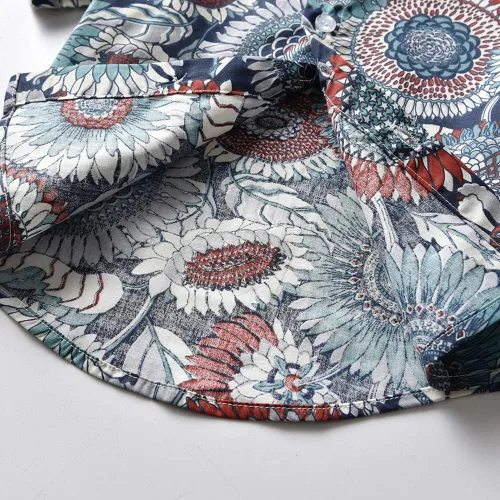Vista 6 de Camisas hawaianas con botones para niños y hombres, casual, manga corta, camisa Aloha floral, 2 años - Hombres 2XL