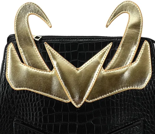 Vista 4 de Marvel Comic Book Loki Cosplay Mini Mochila Negra, Negro -, Personalizado