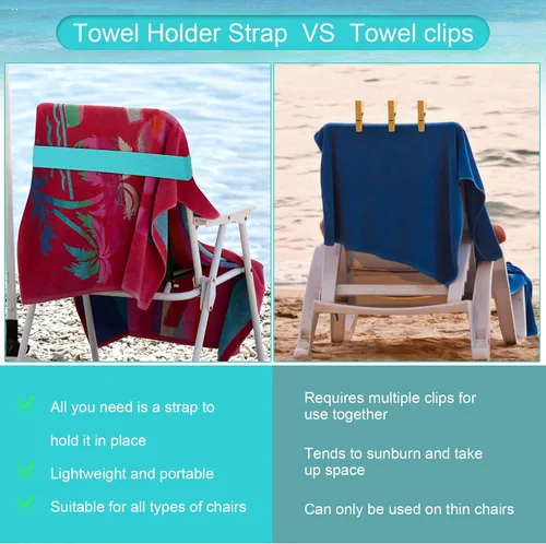 Vista 5 de Jexine 48 piezas de bandas de toalla de playa con clips resistentes al viento, bandas elásticas de playa a granel ligeras y elásticas para sillas
