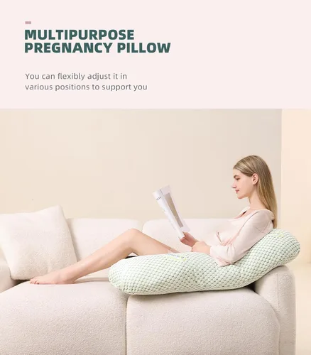 Vista 5 de Oternal Almohada de embarazo para mujeres embarazadas, almohada corporal suave para embarazo, soporte para espalda, vientre, caderas, piernas