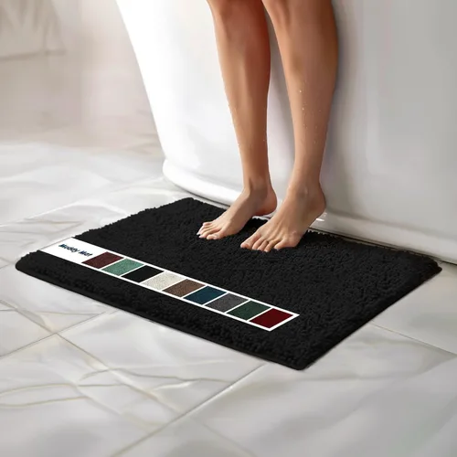 Vista 63 de Muddy Mat Alfombras de Baño de Chenilla de Microfibra de Secado Rápido Antideslizantes Lavables, Extra Gruesas, Suaves y Altamente Absorbentes Gris