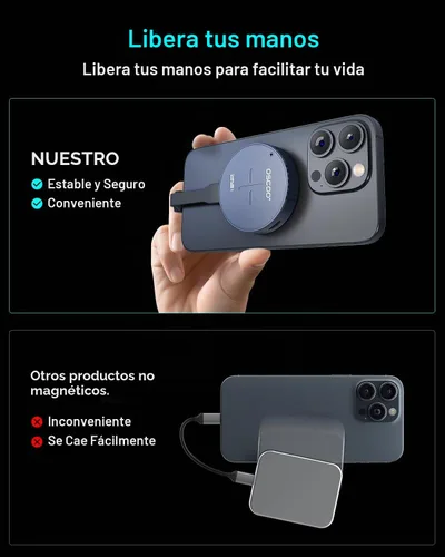 Vista 3 de SSD portátil magnético de 128 GB, unidad de estado sólido externa USB 3.2 Gen2 tipo C, hasta 1000 MB/s, compatible con USB-C iPhone 15/16/17 Series