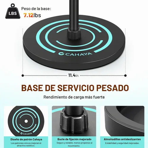 Vista 2 de CAHAYA Soporte de micrófono desmontable en el piso: soporte de micrófono resistente con base redonda pesada para teléfono y 2 clips de micrófono