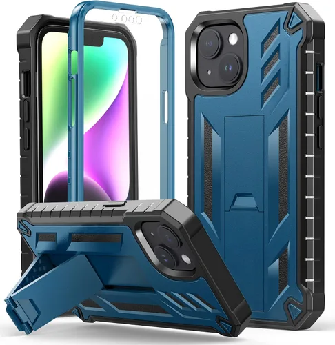 Vista 11 de FNTCASE Funda para iPhone 14 Plus: Cubierta protectora resistente de grado militar para teléfono celular con soporte y protección incorporada