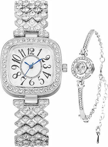 Vista 12 de ADSBIAOYE Reloj cuadrado de diamante vintage de lujo de moda reloj digital de cuarzo para mujer