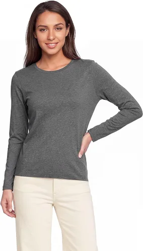 Vista 12 de Lands' End - Camiseta de manga larga, cuello redondo y holgada de algodón Supima cultivado en EE. UU. para mujer Blanco